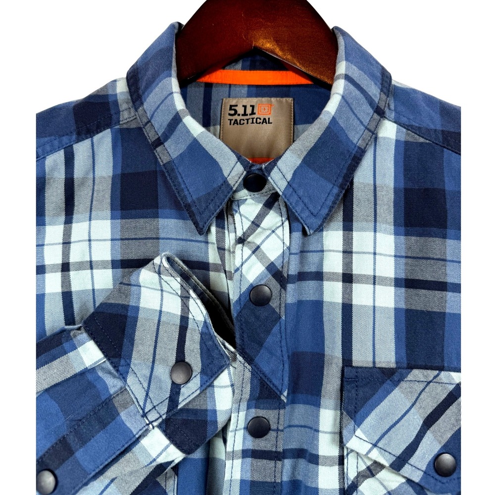5.11 Tactical Blue & White Plaid Snap-Front Casual Shirt